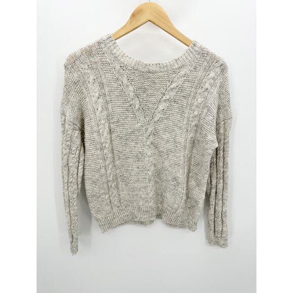 Lucky Brand Oatmeal Knit Ribbed HemPullover Sweater Fisherman Women's XS - Picture 1 of 7
